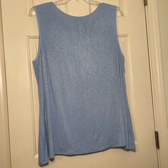 AVENUE Light Blue Ruffled Knit Tank Top Sleeveless T-Shirt Plus Size 22/24 - Picture 4 of 8